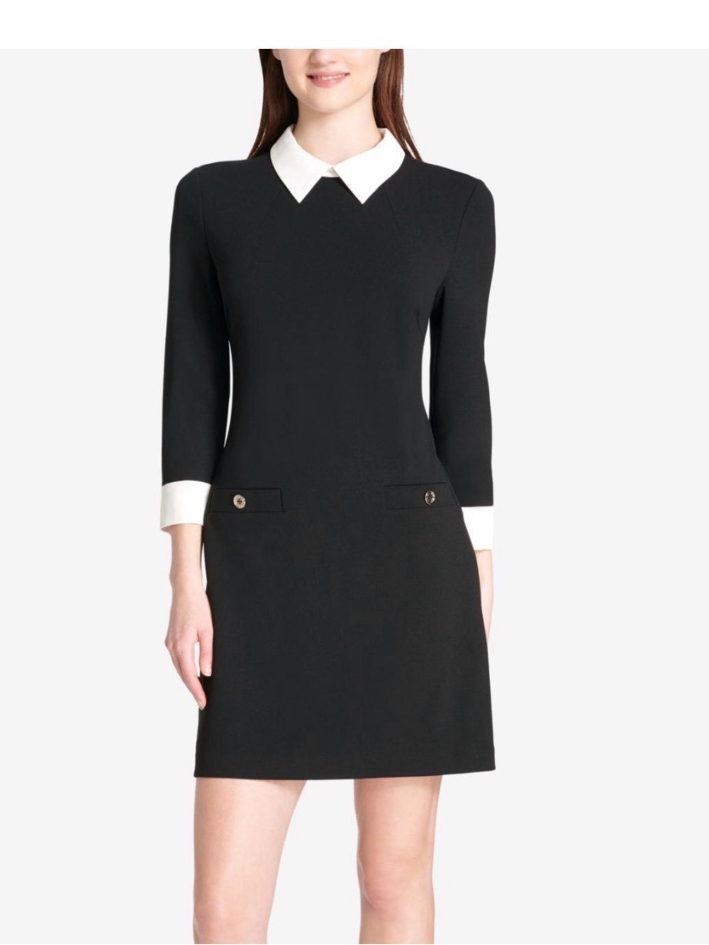 Tommy Hilfiger Contrast Trim Black White Shift Dress Size 18